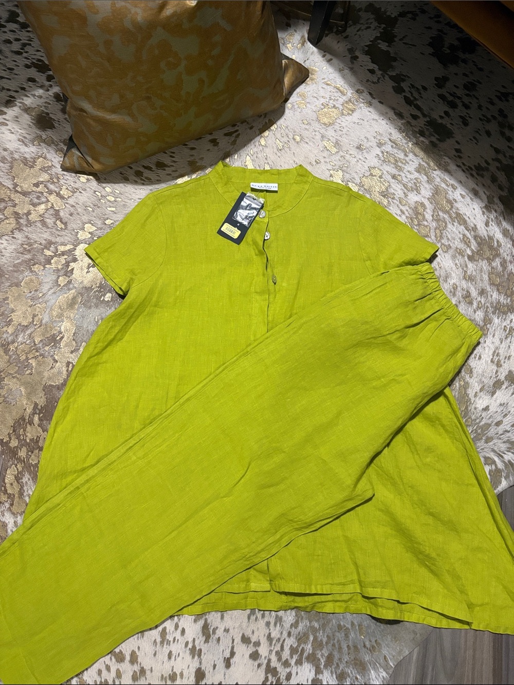bryn Walker Lime Green Linen Pant Set